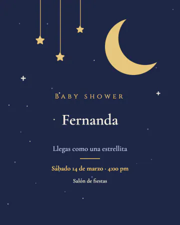 Lunita dorada. Una luna dorada y estrellitas sobre azul noche.
