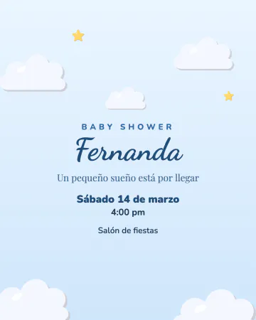 Entre nubes. Cielo lleno de nubes y estrellitas en azul cielo.