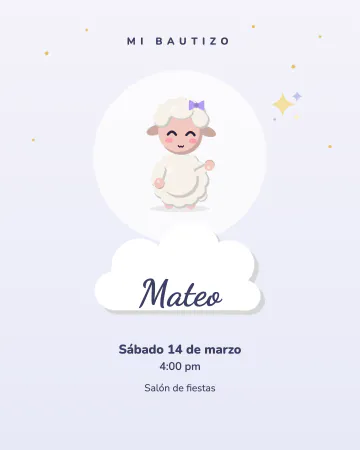 Corderito. Un corderito esponjoso dormido en una nube.