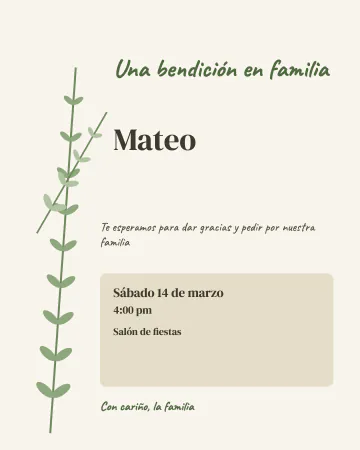 Bendición en familia. Para una bendición pequeña en familia, en casa o en el jardín.