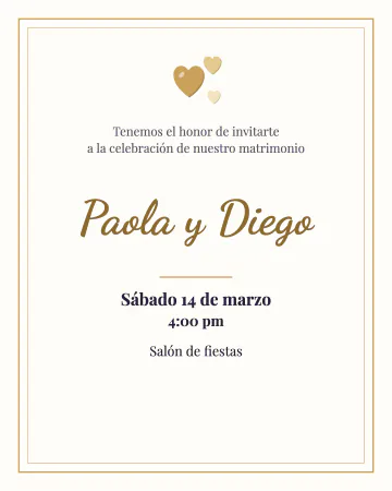 Clásica. Doble marco dorado y texto tradicional sobre blanco.