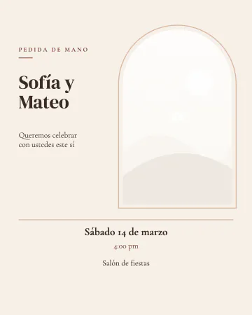 Pedida de mano con foto. La foto del momento en que se lo pidió, con los datos de la comida de pedida.