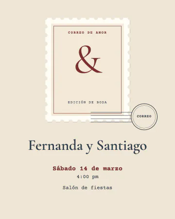 Estampilla de correo. Como un timbre de correo antiguo con su sello de fecha.