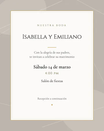 Mármol y oro. Elegante y limpia, con marco dorado sobre mármol claro.