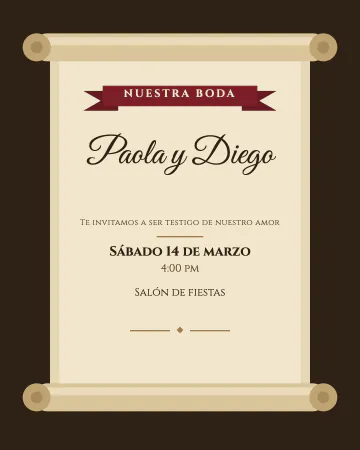 Pergamino a pluma. Papel de pergamino con letra de pluma y un listón.