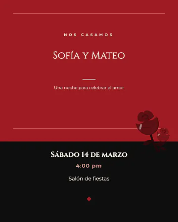 Rojo pasión. Rojo intenso con negro y letras claras.