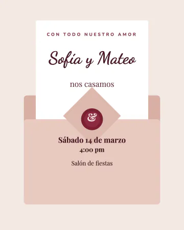 Carta en sobre. Un sobre abierto con la carta asomándose y su sello de cera.