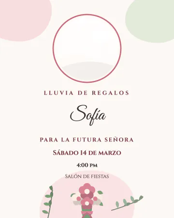 Ramo de la novia. La foto de la novia en un círculo y un ramo de flores pintadas.