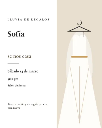 El vestido de la novia. Un vestido de novia dibujado con líneas finas y mucho espacio en blanco.
