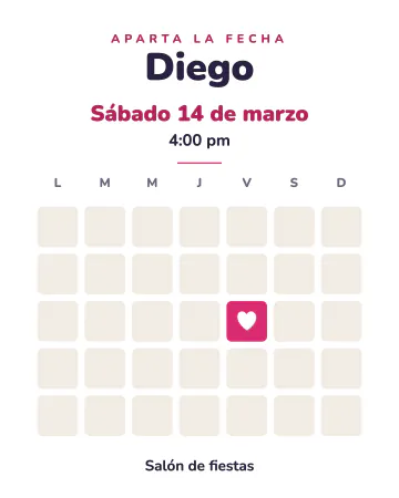 Día marcado. Una hoja de calendario con el día marcado con un corazón para que nadie lo olvide.
