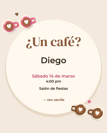Un café, tú y yo. Dos tazas con espuma de corazón en una mesita.