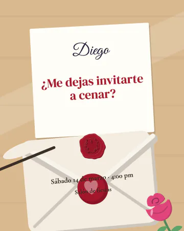 Carta con lacre. Un sobre cerrado con lacre rojo.