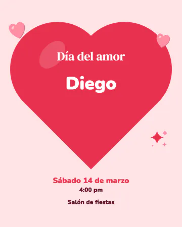 Corazón gigante. Un corazón enorme con el nombre adentro.