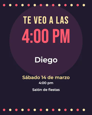Función de las siete. La hora es la protagonista: enorme, entre dos tiras de foquitos de cine.