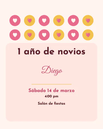 Cumplimos meses. Doce circulitos con corazón, uno por cada mes: un año de novios.