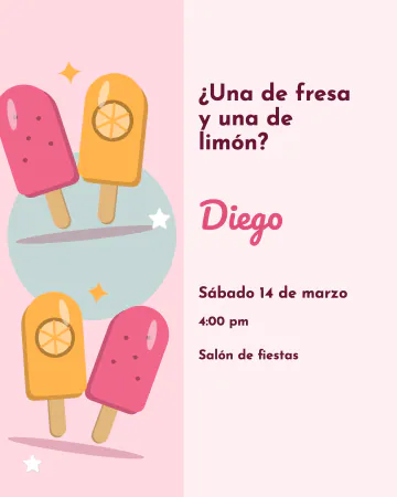 Fresa y limón. Dos paletas de agua enormes en colores pastel.