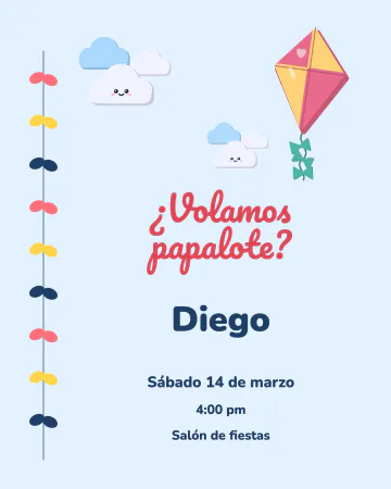 A volar papalote. Un papalote de colores con su cola de moños.