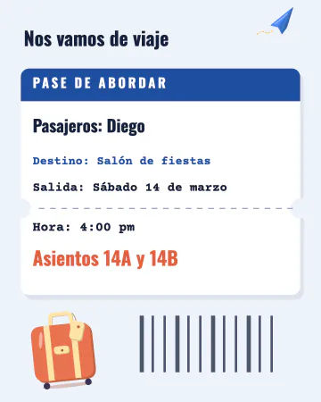 Nos vamos de viaje. Un pase de abordar con dos asientos juntos.