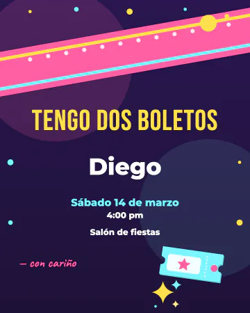 Tengo dos boletos. Una pulsera de concierto y un boleto.