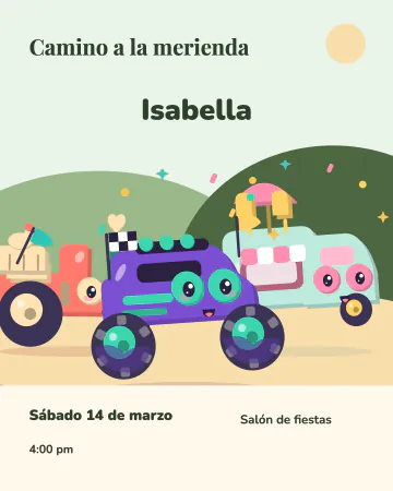 Camino a la merienda. Surco, Charcos y Nieves van rumbo a una merienda al aire libre.