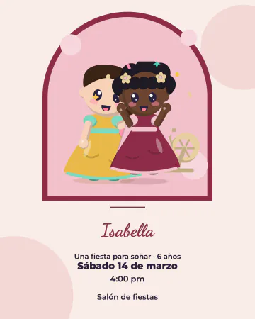 Ventana de rosas. Lirio y Azucena saludan desde una ventana rosa con borde de vino.