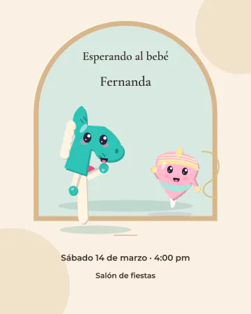 Arco del caballito. Un caballito y un trompo pequeños dentro de un arco de tonos suaves.