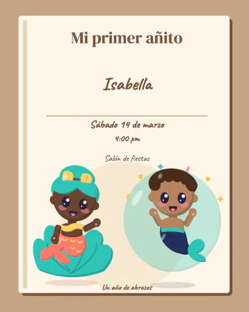 La primera página del mar. Anémona y Oleaje bebé abren una página de papel crema.