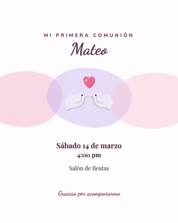 Acuarela rosa. Una franja de acuarela rosa y lila cruza al centro con palomas.