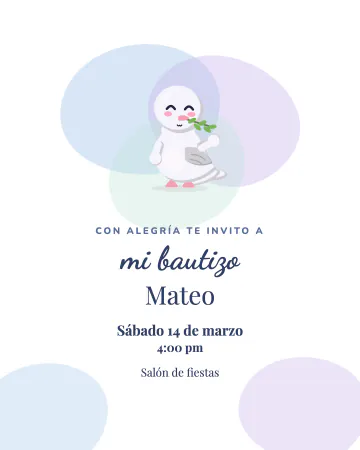 Acuarela y paz. Manchas de acuarela azul y lila con una palomita al centro.