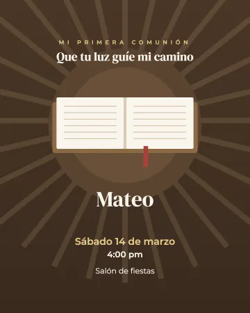 Biblia abierta. Una Biblia abierta con rayitos de luz sobre café oscuro.