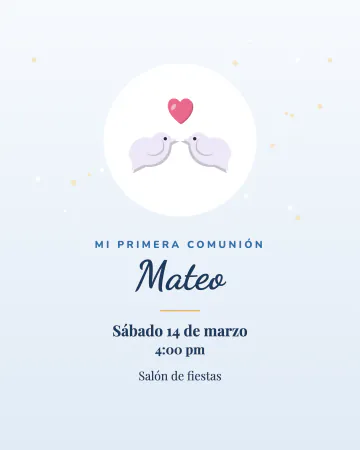 Dos palomitas. Dos palomitas en un círculo de luz, en azul y dorado.