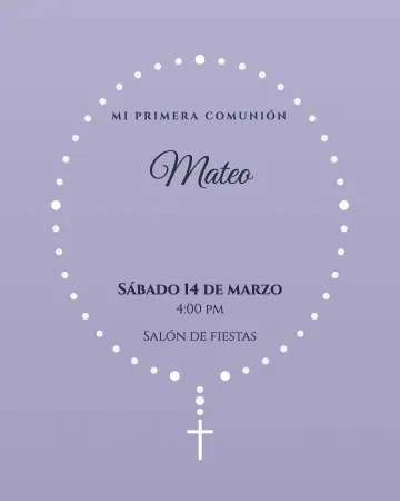 Rosario de perlas. Un rosario de perlitas alrededor del nombre.