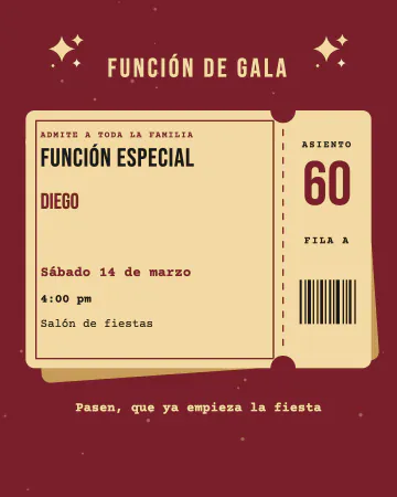Pase de los 60. Un boleto antiguo de función especial con la edad en el talón.