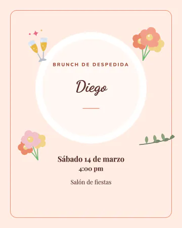 Brunch de despedida. Tarde de brunch con flores, copas y tonos durazno.