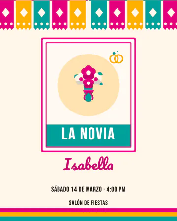Despedida a la mexicana. Papel picado de colores y una carta hecha para la novia.