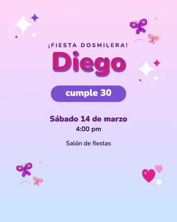 Brillos dosmileros. Estilo dosmilero: letras infladas con brillo, mariposas y destellos en rosa y azul.