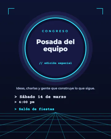 Congreso de tecnología. Fondo oscuro con luces y letra de computadora.