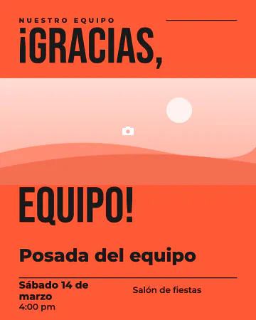 ¡Gracias, equipo!. La foto de todo el equipo con letras grandes.