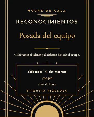 Gala de reconocimientos. Negro y dorado, al estilo de los años veinte.