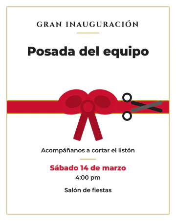 Corte de listón. Un listón rojo con moño y tijeras.