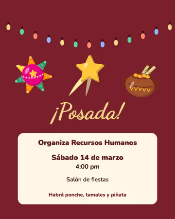 Posada con foquitos. Foquitos de colores y estrella dorada.