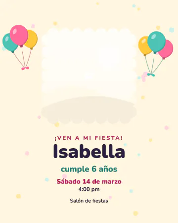 Foto con globos. La foto del festejado en un marco ondulado como galleta, con globos de colores.