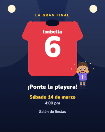 La gran final. Una playera con la edad como número y estadio de noche.