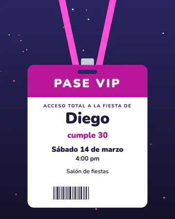 Pase VIP. Un gafete con su cordón y "Acceso total".