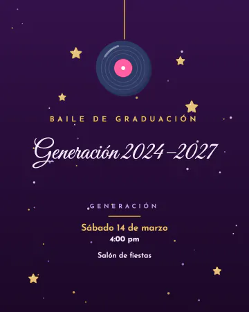 Baile de graduación. Una noche de gala con esfera de espejos y destellos dorados.