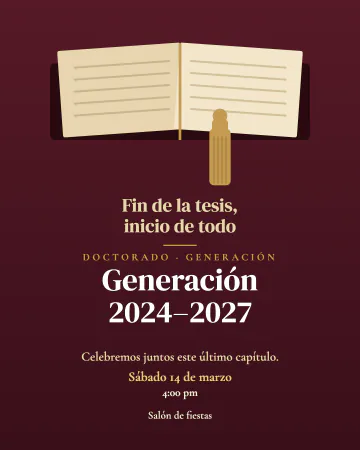 Doctorado: la última página. Un libro abierto en color vino, para cerrar el último capítulo.