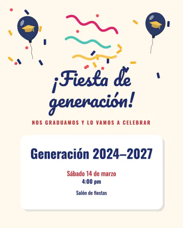 Fiesta de la generación. Globos, serpentinas y confeti para la fiesta de toda la generación.