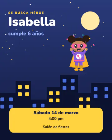 Héroes de la ciudad. Ciudad de noche con ventanas encendidas y una heroína lista para la fiesta.