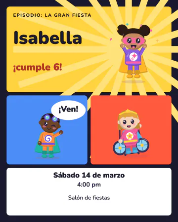Viñetas de héroes. Una página de cómic en viñetas con tres héroes del barrio.