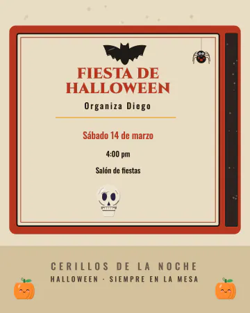 Caja de cerillos. Una etiqueta antigua de caja de cerillos con murciélago, calavera, araña y calabazas, marco de época y la franja de lij…